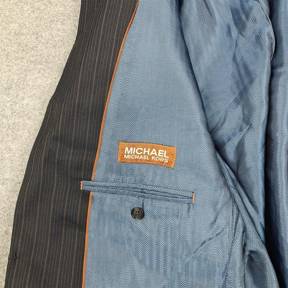 Michael Kors Suit Jacket Mens 44R Gray Pinstripe Wool Two Button Made In Canada